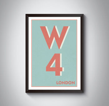 W4 Hammersmith London Postcode Typography Print, 5 of 10