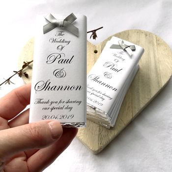 Personalised Bow Chocolate Wedding Favours, 3 of 9
