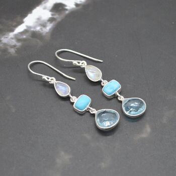 Moonstone Turquoise Blue Topaz Earrings, 11 of 11