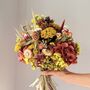 Dried Yellow Flower Bouquet With Deep Red Hydrangea, thumbnail 1 of 5