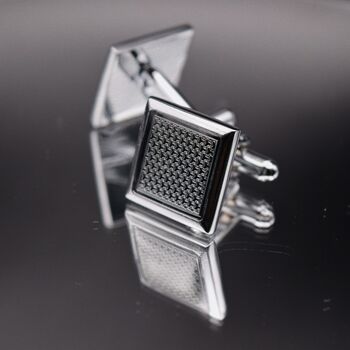 Silver Grey Square Cufflinks Luxury Mens Gift, 6 of 6