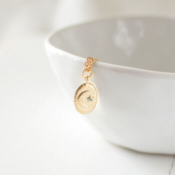 Gold Plated Crescent Moon And Star Necklace, 3 of 7