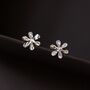 Sterling Silver Flower Petal Stud Earrings, thumbnail 3 of 6