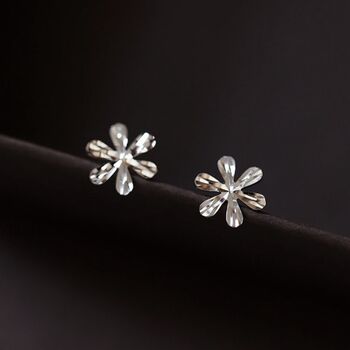 Sterling Silver Flower Petal Stud Earrings, 3 of 6