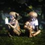 Solar Boy And Girl Garden Firefly Jar Outdoor Ornament, thumbnail 1 of 12
