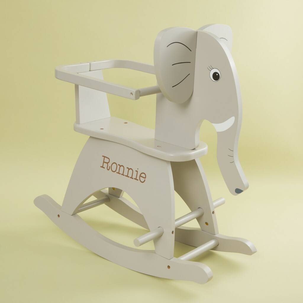 Personalised Childhome Grey Wooden Elephant Rocker, 1 of 3