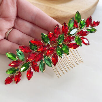 Christmas Green And Red Hair Comb, 3 of 3