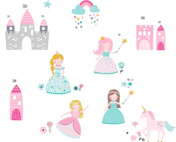 Princess Party Fabric Wall Stickers, 2 of 2