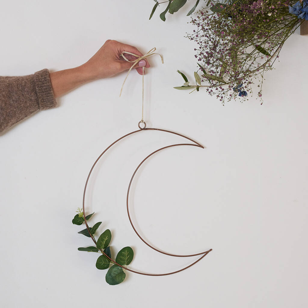 Wire Moon Wreath Frame With Eucalyptus, 1 of 7