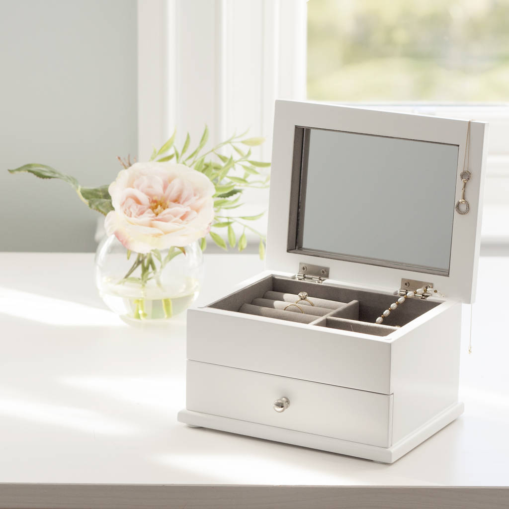 white wooden jewellery box with drawer by jodie byrne ...