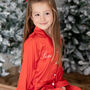 Matching Personalised Mum And Daughter Red Christmas Silky Pyjama Set, thumbnail 7 of 12