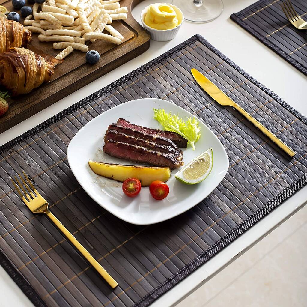 Set Of Six Dark Brown Bamboo Placemats By Momentum