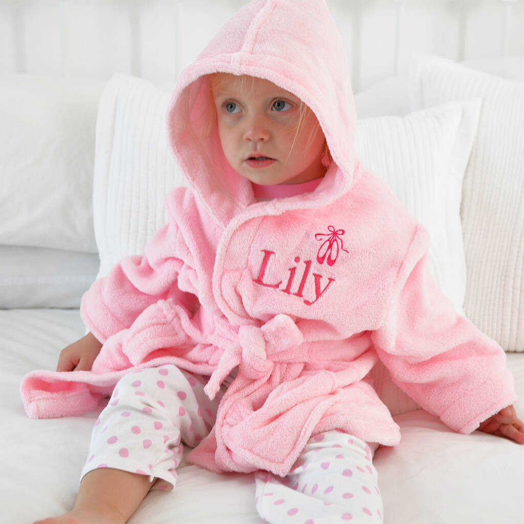 Personalised Child's Ballet Shoes Dressing Gown In Pink By A Type Of Design