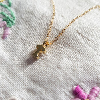 Tiny Initial Gold Vermeil Necklace With Personalised Gift Pouch, 10 of 12