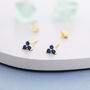 Sterling Silver Tiny Tree Dot Sapphire Blue Cz Stud Earrings, thumbnail 6 of 12