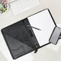 Personalised Zip Up A4 Leather Portfolio In Black, thumbnail 1 of 8