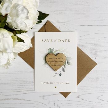 Laurel Wreath Classic Save The Date Magnet With Card, 2 of 3