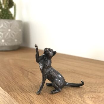 Miniature Bronze Sitting Cat Sculpture 8th Anniversary, 3 of 12