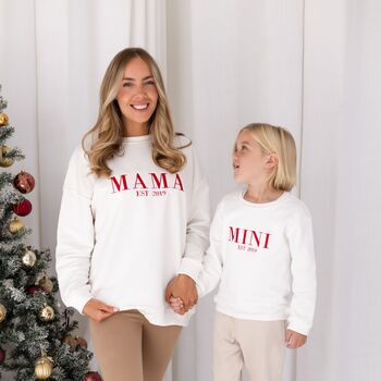 Christmas Mini Est Personalised Embroidered Sweatshirt Jumper With Optional Matching Mama, 2 of 12