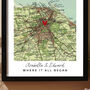 Personalised Large Vintage Map With Heart Framed Print, thumbnail 3 of 3