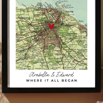 Personalised Large Vintage Map With Heart Framed Print, 3 of 3