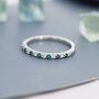 Sterling Silver Emerald Green And Clear Cz Half Eternity Ring, thumbnail 5 of 12