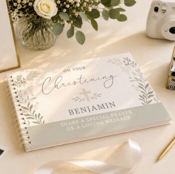 Personalised Religious Cross Spiral Guest Book, 3 of 4