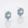 Hexagon Blue Topaz 925 Sterling Silver Stud Earrings, thumbnail 1 of 2