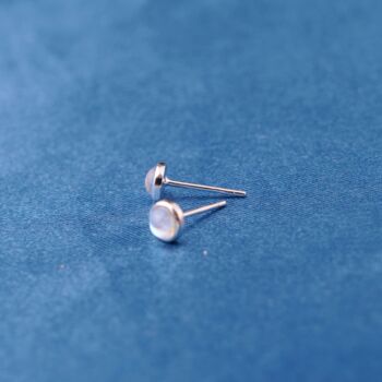 Silver Moonstone Stud Earrings, Small Minimalistic Studs, 3 of 7