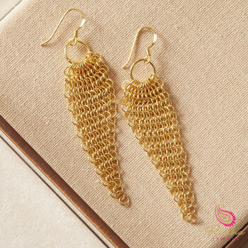 Chainmail Chandelier Gold And Silver Chandelier Earrings, 6 of 8