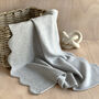 Pure Cashmere Scalloped Edge Baby Blanket In Soft Grey, thumbnail 1 of 7