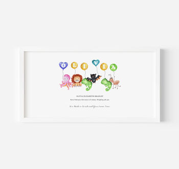 Personalised Children's Name Print | Nursery Wall Art | Balloon Animals, 2 of 10