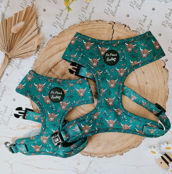 Happy Highland Cow Dog Harness With Optional Set, 2 of 12