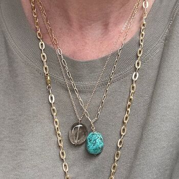 Lella Blue Howlite Stone Bead Plated Chain Necklace, 2 of 3