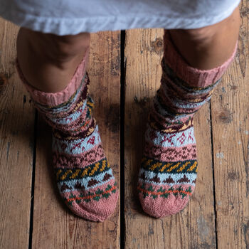 Fair Isle Hand Knitted Wool Socks, 2 of 12