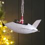 Santa In A White Plane Hanging Christmas Decoration, thumbnail 3 of 3