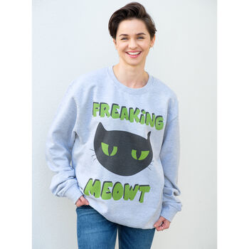 Freaking Meowt Women's Halloween Cat Sweatshirt, 3 of 4