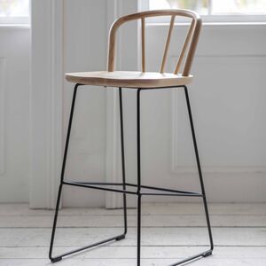 Round Backed Bar Stool With Metal Legs, Round Bar Stools With Backs