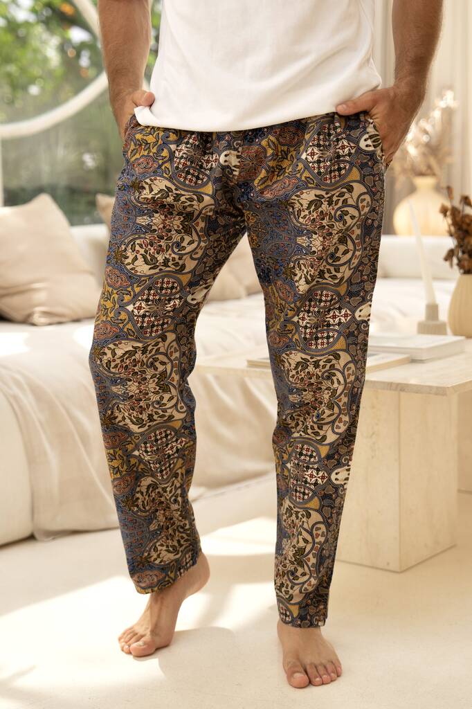 Men's Purple Batik Cotton Trousers, 1 of 8