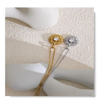 Cannes D’or Gold Crystal Flower V Gift Mini Stud Earrings, 5 of 7