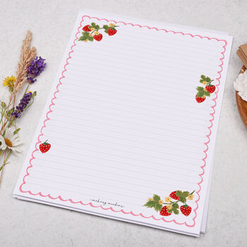 A4 Letter Writing Paper With Strawberries And Border, 3 of 4