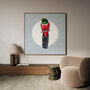 Large Tailed Trogon Moon Art Print – Vintage Japandi Style – Range Of Colours, thumbnail 1 of 6