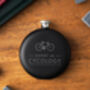 Dapper Chap 'Expert In Cycology' Black 6oz Hip Flask | Gift Boxed, thumbnail 1 of 4