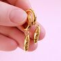 Baguette Charm Gold Plated Huggie Hoop Earrings, thumbnail 1 of 5