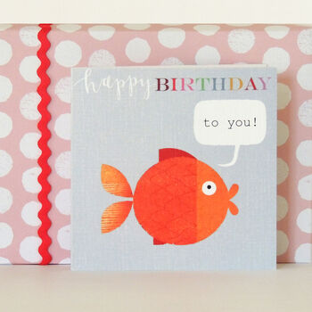 Happy Birthday Goldfish Greetings Card, 3 of 6
