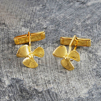 Nautical Propeller Gold Plated Sterling Silver Cufflinks, 2 of 7