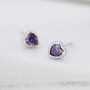 Tiny Amethyst Purple Cz Heart Stud Earrings, thumbnail 4 of 12