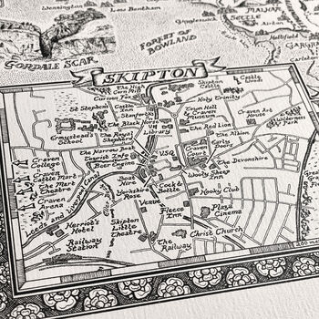 Yorkshire Dales Map Hand Drawn Fine Art Print, 5 of 12