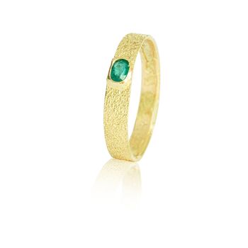 Gold Textured Ring With Colombian Emerald, 2 of 2