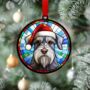 Schnauzer In Santa Hat Suncatcher Decoration, thumbnail 3 of 6